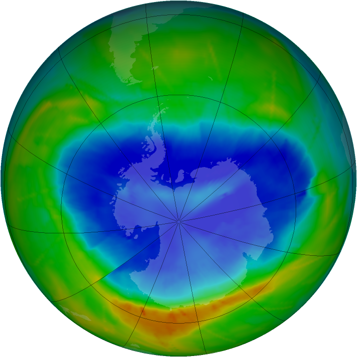 Antarctic ozone map for 12 September 2010